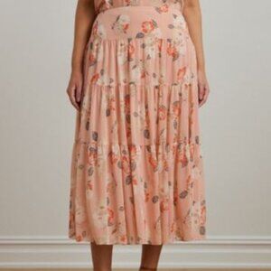 Lauren Ralph Lauren Pink Floral Midi Skirt plus size 20W